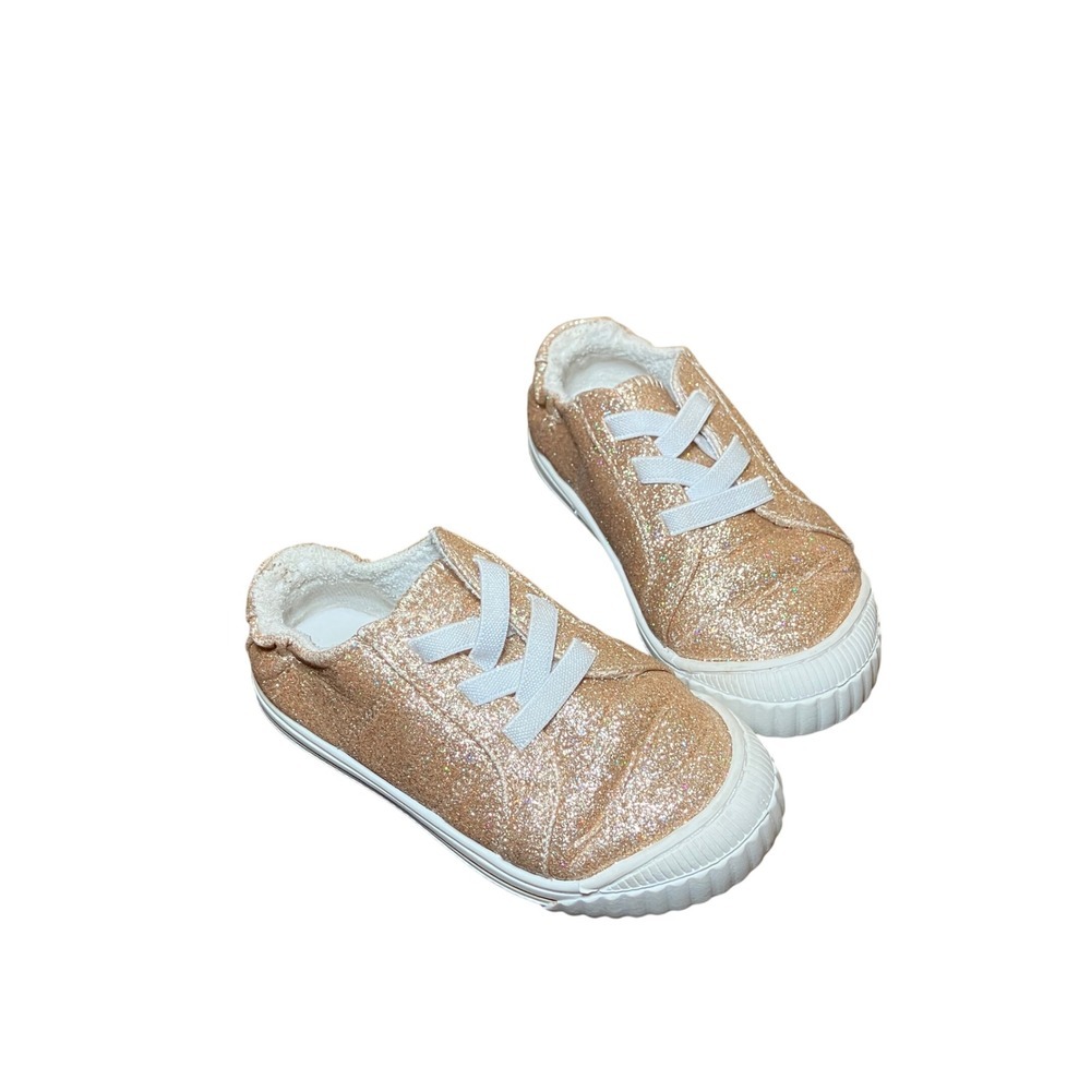Wonder Nation Toddler Girls Size 8 Rose Gold Glitter Slip On Sneakers